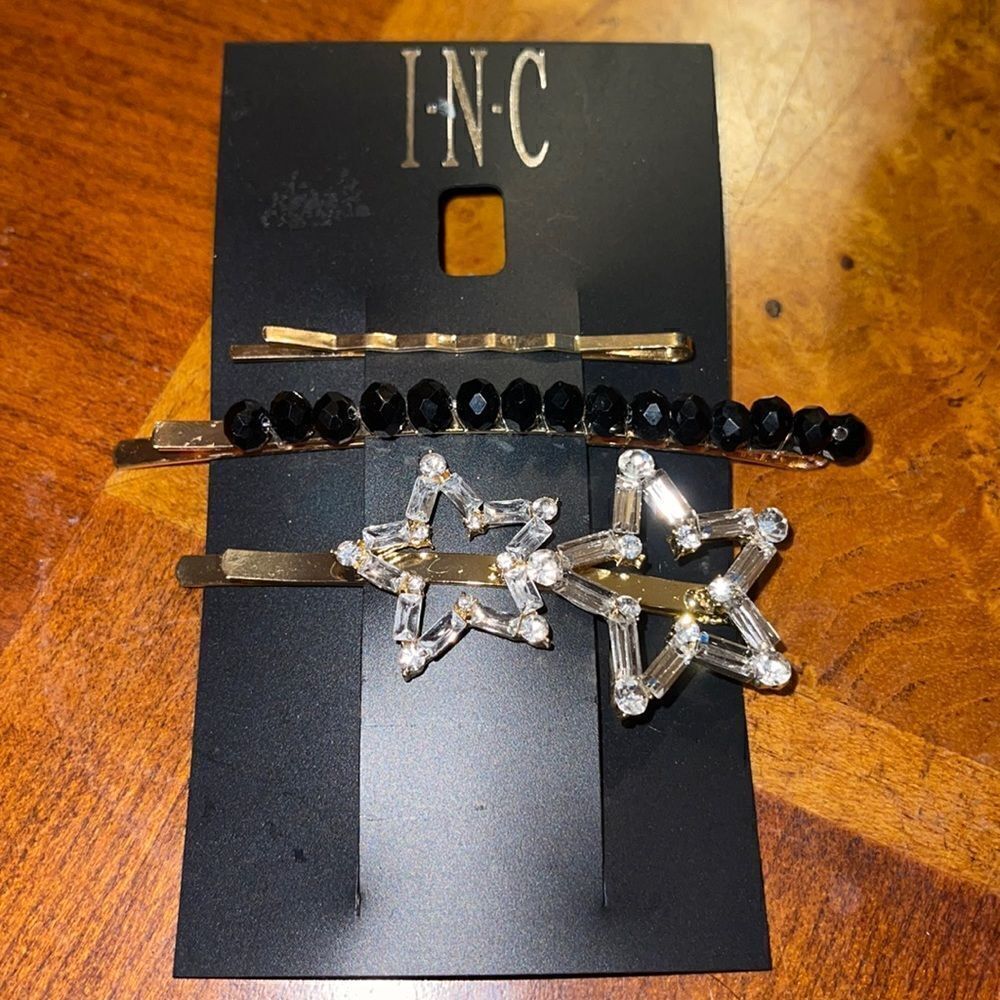 NWT INC INTERNATIONAL CONCEPTS
3-Pc. Gold-Tone Crystal Star & Bead Bobby Pin Set